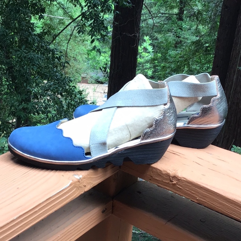 Fly London Paco Blue Wedges Sz 39
